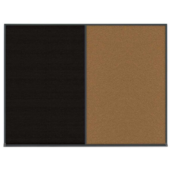 United Visual Products Double Door Radius Corkboard, 42"X32", S UV80025-SATIN-DBURGU - main